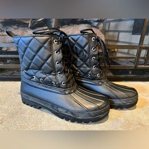 Sperry Gosling Duck Rubber Boot Women's Black Quilted Waterproof Fleece Size 9